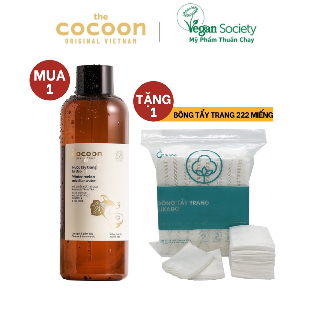Nước tẩy trang bí đao cocoon 140ml thuần chay đánh bay bụi bẩn và dầu thừa da mụn - Vegan Society
