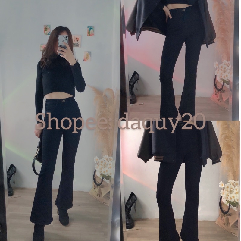 [JEANS]Quần bò loe cạp caoDAQUY20quần JEANS co zãn ống loe cạp cao quốc dân