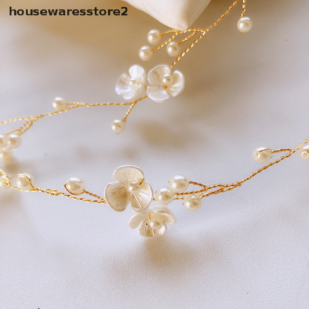 [housewaresstore2] Băng Đô Đính Pha Lê / Hoa / Ngọc Trai Thủ Công Phụ Kiện Tóc Cho Cô Dâu /