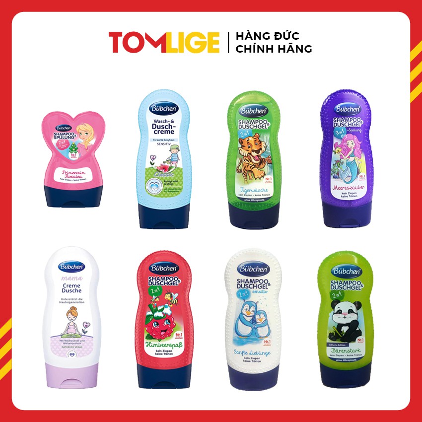 [Hàng Đức] Sữa tắm gội cho bé Bubchen Tomlige Đức đủ hương (230ml)