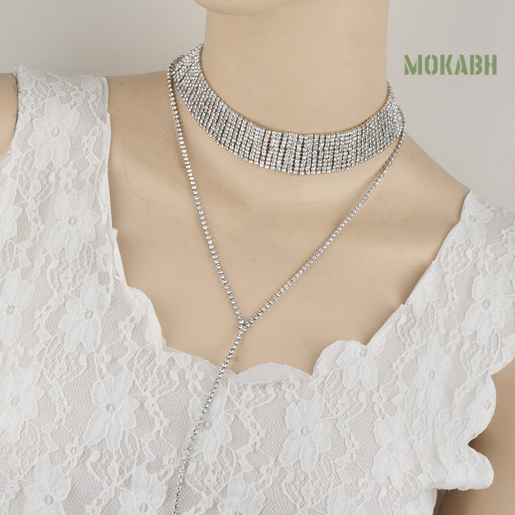 Vòng cổ Đa LớP ĐíNh Kim Cương Giả ThờI Trang