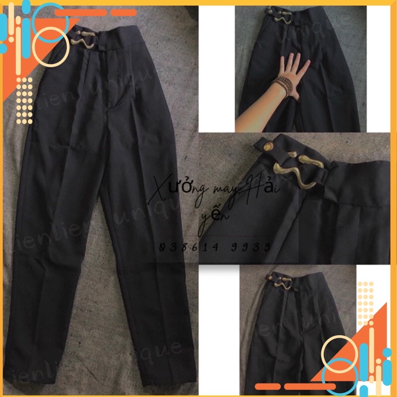 Quần baggy Tây cài đai lưng siêu cao