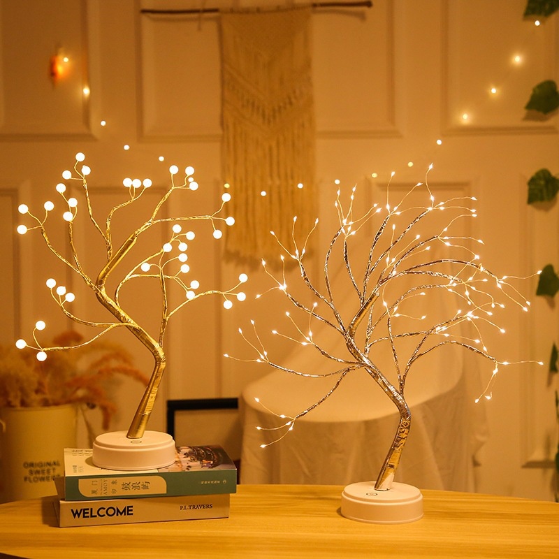 Đèn ngủ để bàn, đèn LED trang trí phòng ngủ hình cây decor bàn làm việc hoặc phòng ngủ dùng Pin hoặc USB SUVADO