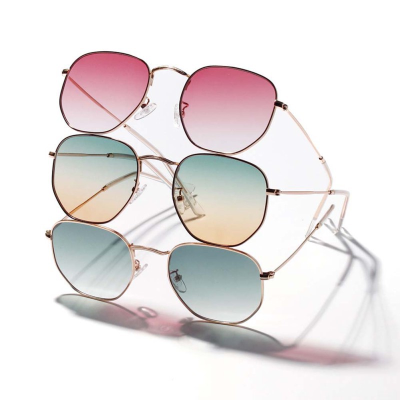 Kính mát gọng kim loại tròng màu gradient thời trang