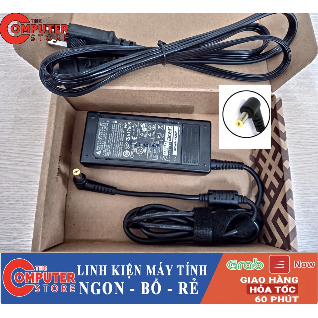 Sạc Laptop Acer 19V – 3.42A – 65W Cao Cấp  Kèm Dây Nguồn - Bảo hành 12 Tháng