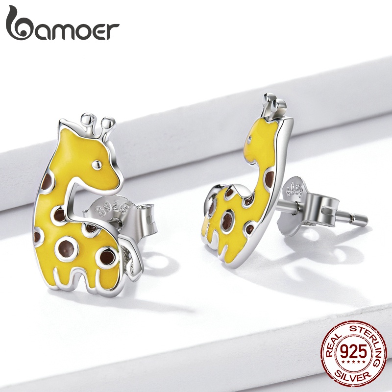 Đôi bông tai Bamoer BSE586 925 bạc hình hươu cao cổ độc đáo sành điệu cho nữ