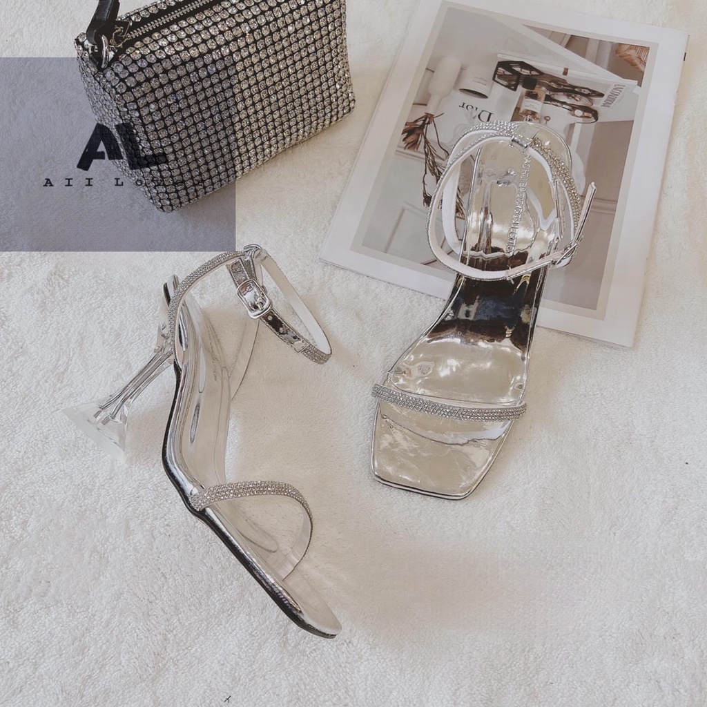 CAO GÓT ALI LOVER - GIÀY SANDAL QUAI NGANG ĐÍNH ĐÁ - GUỐC NỮ QUAI HẬU ĐẾ TRỤ BLING BLINGG - AG210311