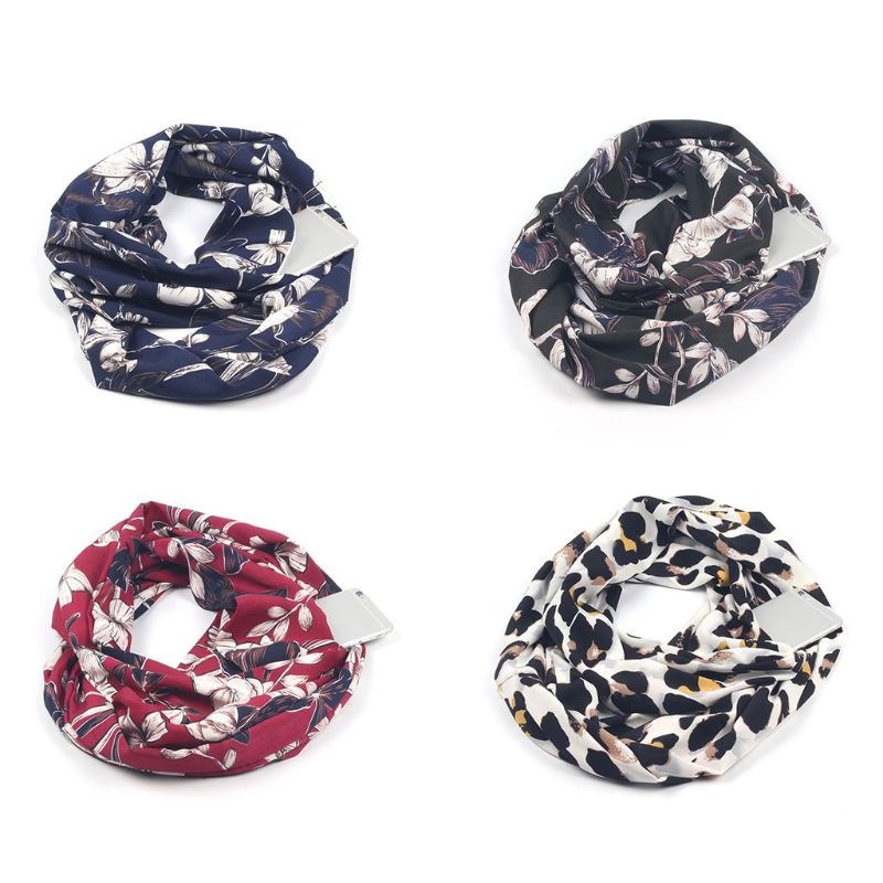 Khăn Choàng Cổ Hai Lớp Ẩn Có Khóa Kéo 180x50cm Cho Nữ