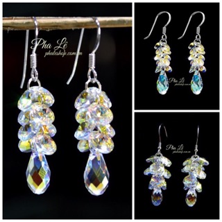 Bông Tai Pha Lê Chùm Dĩa Giọt Nước S13mm Được Thiết Kế Từ Pha Lê Swarovski