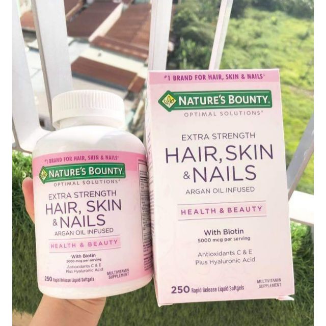 ( 4.3 sao - 109 lượt đánh giá )    - Viên uống Hair Skin Nail Nature's Bounty 250 viên - đẹp da, tóc và móng