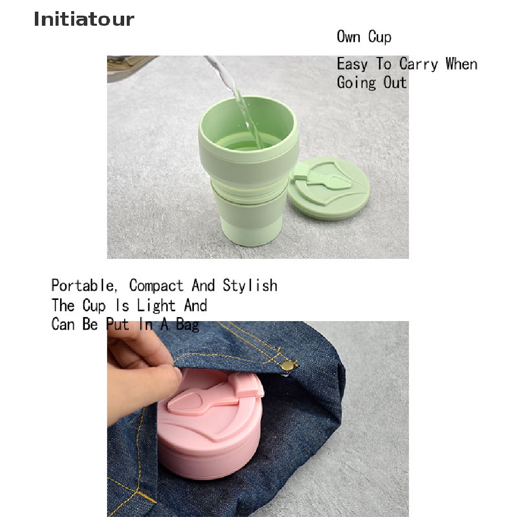 Cốc Silicone 350 / 500ML Có Thể Gấp Gọn Tiện Dụng Mang Theo Du Lịch Cắm Trại