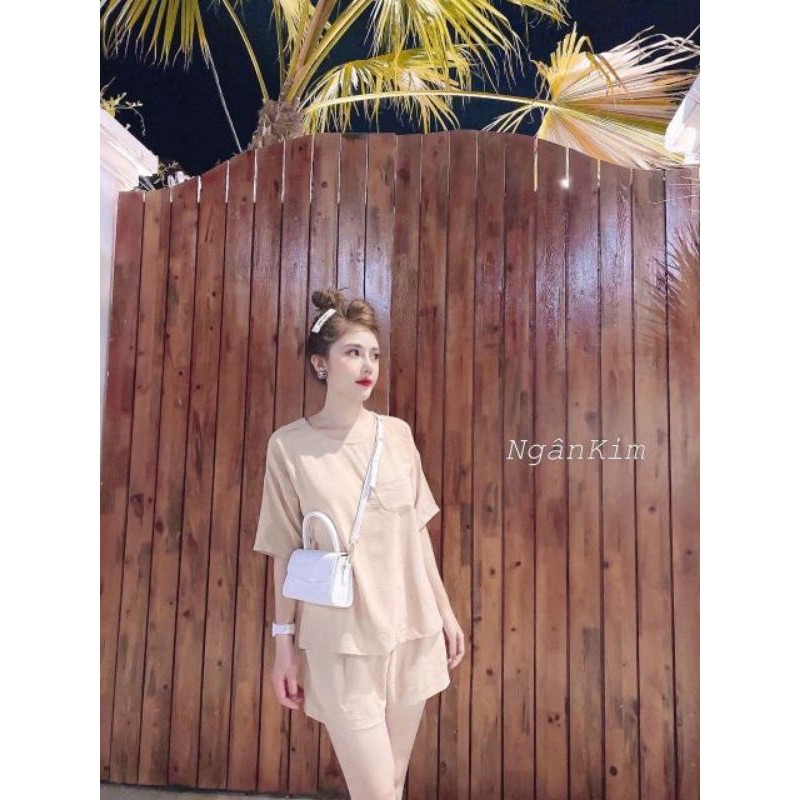 Sét bộ kẻ có tag áo hai dây cánh tiên và quần đùi 3 tầng bèo có lót