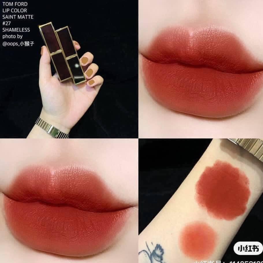 Son TOMFORD TOM FORD lip color satin matte màu 24 Marocain &amp; 27 Shameless