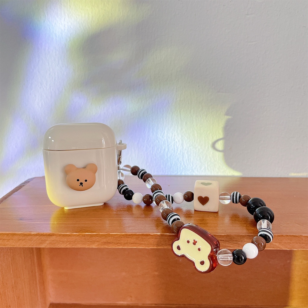 Vỏ Bảo Vệ Hộp Sạc Tai Nghe Bluetooth Không Dây airpods3/pro/ airpods1/2 Họa Tiết Chú Gấu Dễ Thương DIY