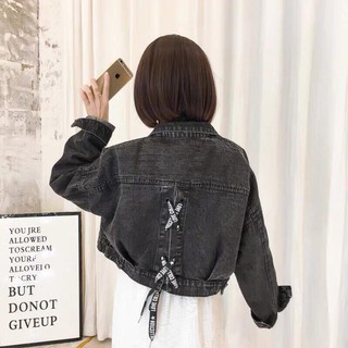 Áo Khoác JEAN ĐEN PHỐI DÂY Nữ 1hitshop