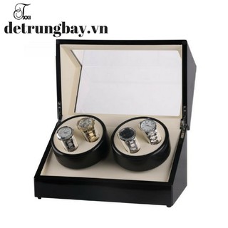 Hộp đựng đồng hồ cơ 4 xoay bằng gỗ đen
