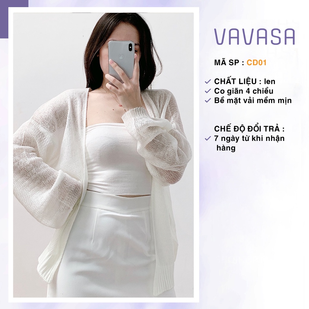 Áo cardigan nữ len mỏng form rộng dệt kim ulzzang dáng dài VAVASA CD01