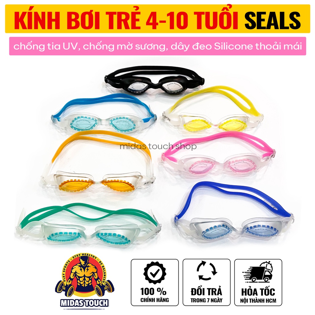 Mắt kính bơi trẻ em 4-10 tuổi chống mờ tặng hộp