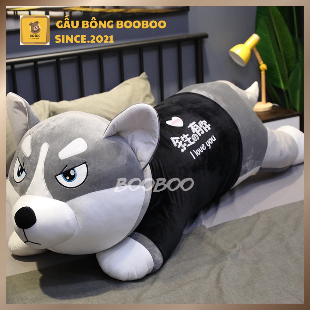 Gấu Bông Chó Husky Mặt Ngáo Size 1m5 Siêu To Khổng Lồ, Thú Nhồi Bông Husky Ngầu Cao Cấp BooBoo
