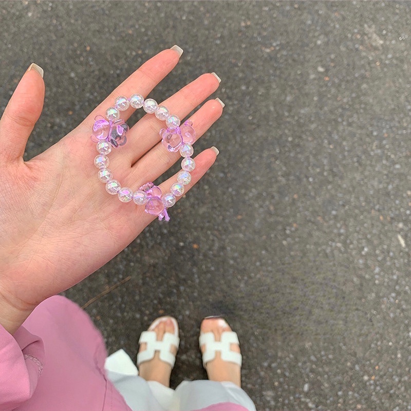 Vòng Đeo Tay Đính Hạt Pha Lê Hình Gấu Dễ Thương Phong Cách Hàn Quốc