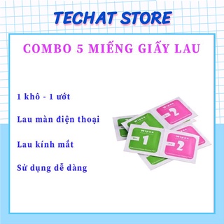 [SALE SỐC] Combo 5 miếng Giấy lau vệ sinh màn hình điện thoại, ipad, kính mắt (1 lau ướt/2 lau khô)