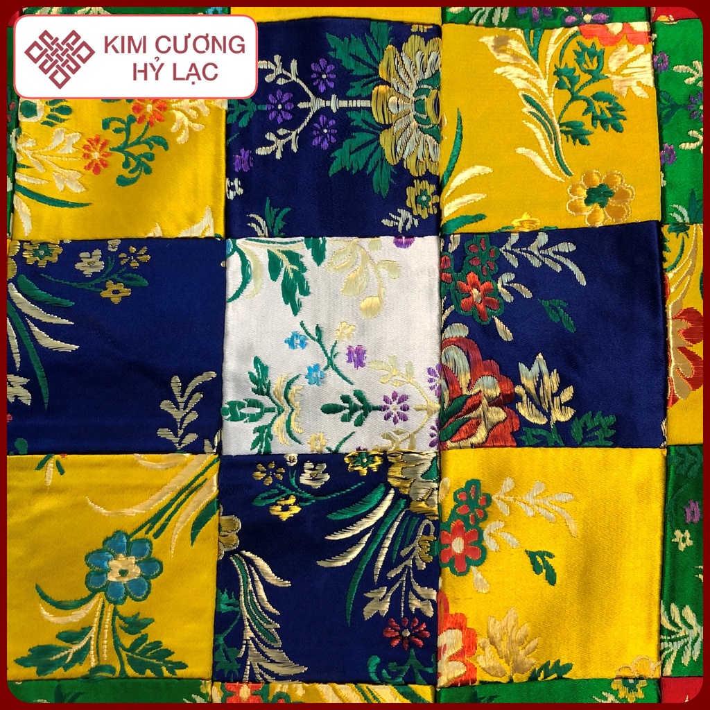 Khăn Trải Ban Thờ,Đạo Tràng Gấm Ngũ Sắc Trang Trí Bàn Thờ Mật Tông [Kim Cương Hỷ Lạc] Loại 1 Giá Tốt