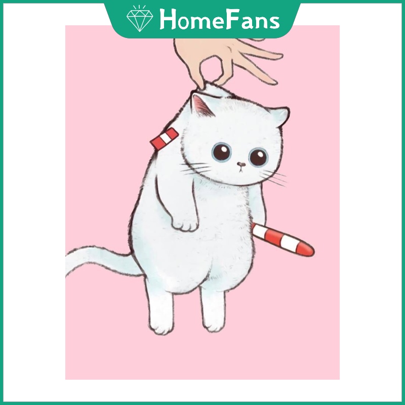 Bộ Tranh Đính Đá 5D Tự Làm 30x40cm / 40x50cm Hình Chú Mèo Dễ Thương Trang Trí Nhà Cửa