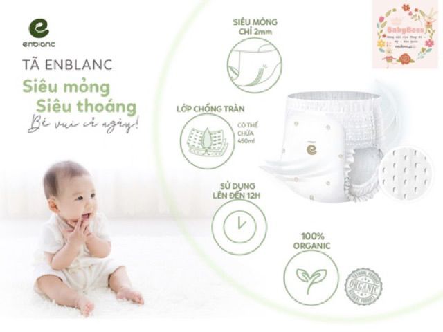 Tã dán Enblanc Hàn Quốc size L- 46 miếng,XL- 36 miếng