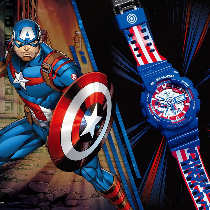 Đồng Hồ Casio G-Shock Avengers Marvel Captain America - Đồng Hồ G Shock Nam Phiên Bản Giới Hạn Đặc Biệt