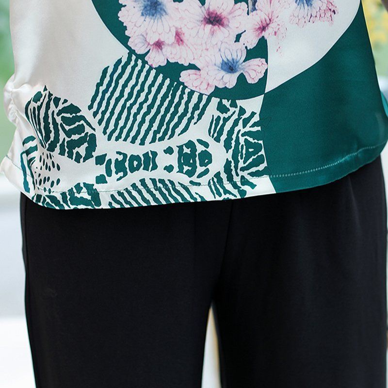 Áo Thun Ngắn Tay In Họa Tiết Phong Cách Châu Âu Thời Trang Mùa Hè Cho Nữ Trung Niên