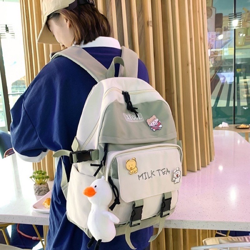 Balo Thời Trang Nam Nữ đi học sinh viên học sinh Ulzzang - Milk Tea