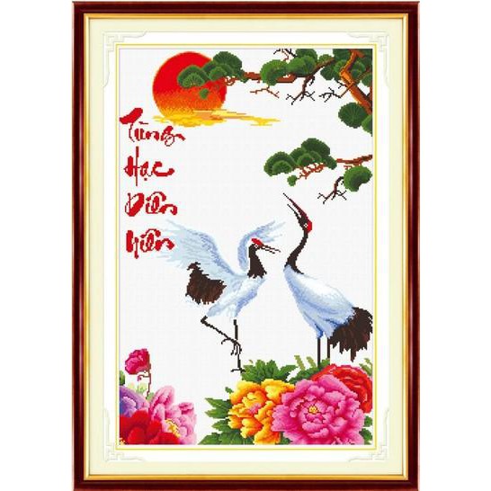 Tranh thêu chữ thập Tùng Hạc Diên Niên IST127 (TRANH TỰ THÊU) KT:51X75CM