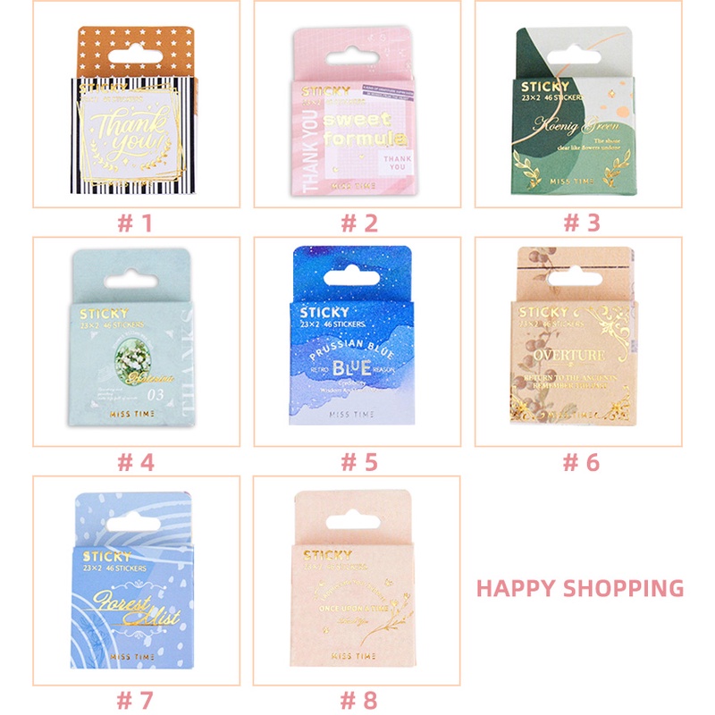 Bộ 46 Miếng Dán Hình Tròn In Chữ Thank You Dùng Trang Trí Nhật Ký