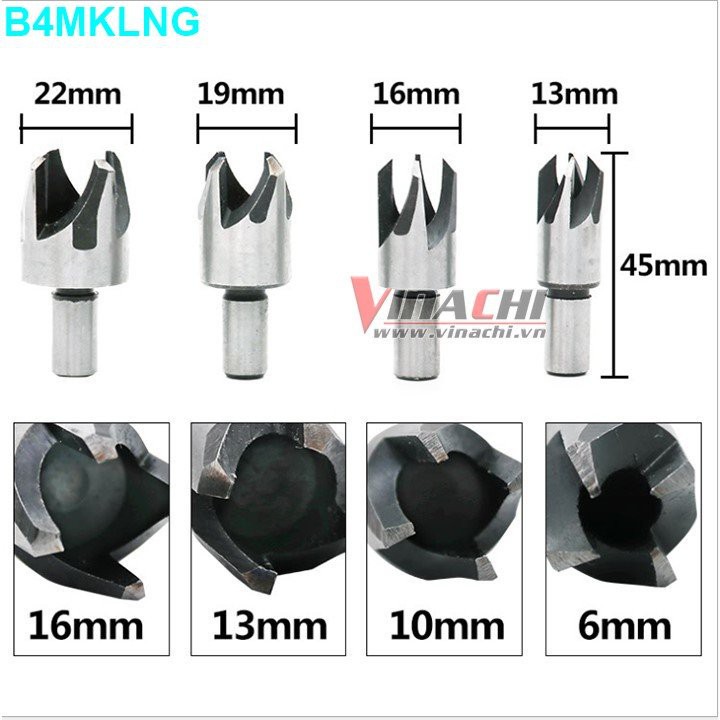 BỘ 4 MŨI KHOAN LẤY NÚT GỖ
