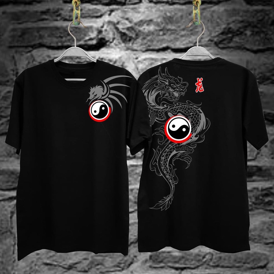 Áo Thun Nam Tay Ngắn Cổ Tròn In Hình Rồng Yin Yang Cá Tính 30s