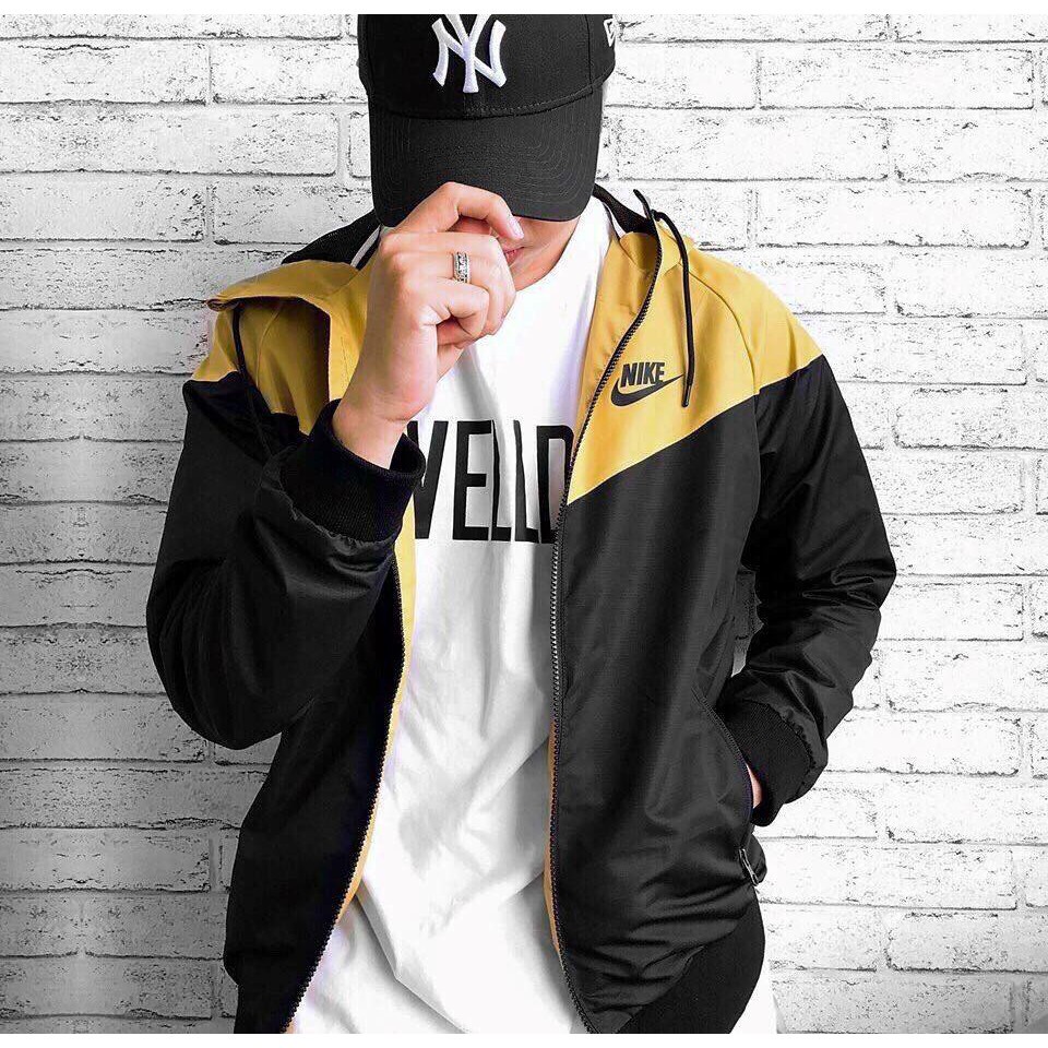 NIKE - Áo khoác thể thao nam nữ Nike Sportswear Men's Windrunner Jacket - Đen x Vàng
