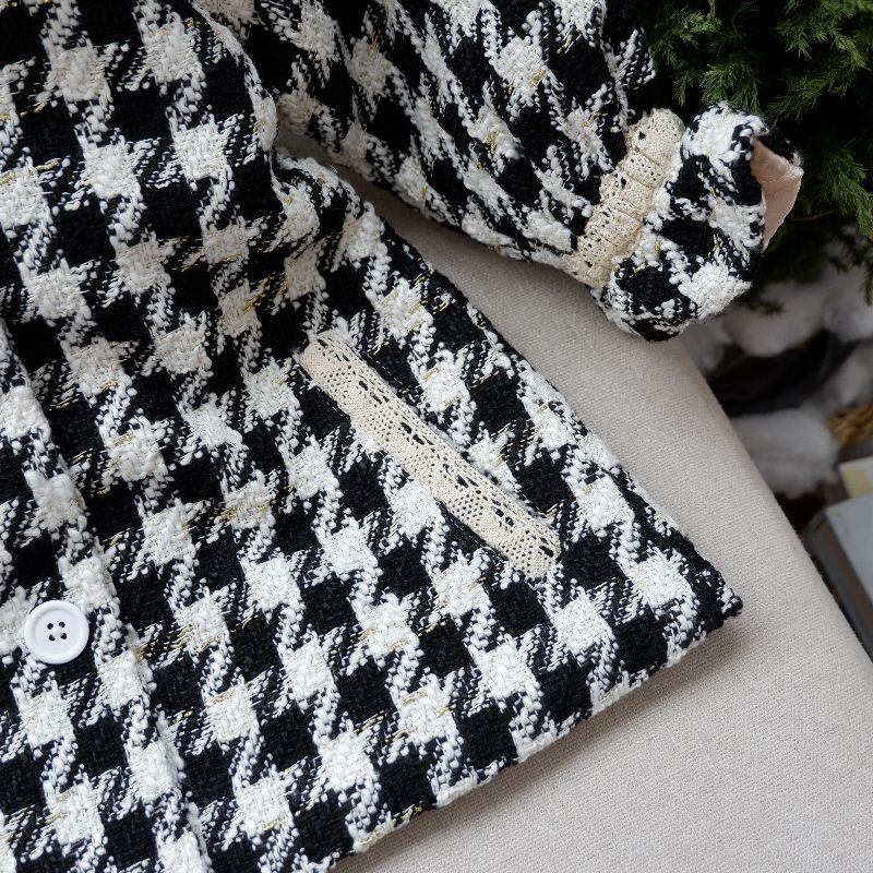 Áo khoác dạ Tweed trần bông KIWY KIDS dáng dài ấm áp Kids14 - 2130  cho bé gái từ 1 đến 11 tuổi