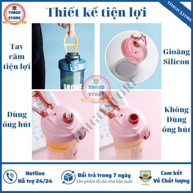 [Hàng Hot] Bình Nước Tập Gym, Thể Thao 800ml Có Con Lắc, Ống Hút, Nhựa PP An Toàn Cho Sức Khỏe