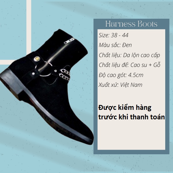 Giày Harness boots cao cổ thời trang nam chất liệu da lộn đế crepe độn 3.5cm | BigBuy360 - bigbuy360.vn