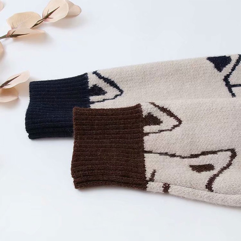 Áo Khoác Len Cardigan Họa Tiết Gấu Hoạt Hình Dễ Thương Cho Nữ