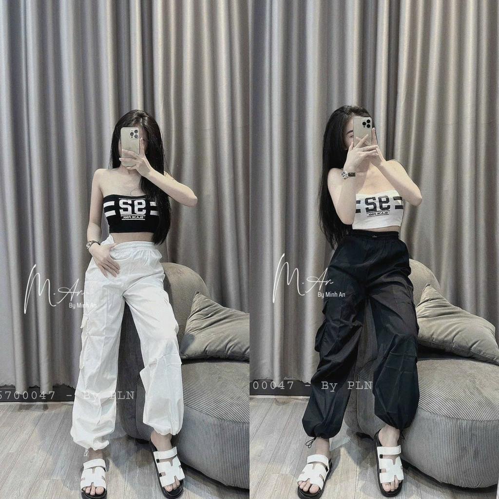 Sét bộ đồ nữ áo croptop họa tiết in hình sang chảnh mix quần dài ống rộng cá tính đi chơi