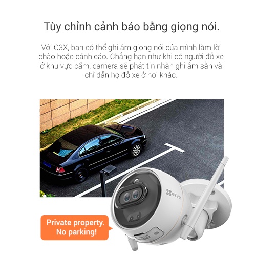Camera WIFI Ngoài Trời EZVIZ C3X 1080P, IP67, Ghi Hình Màu, AI Phát Hiện Người/Xe