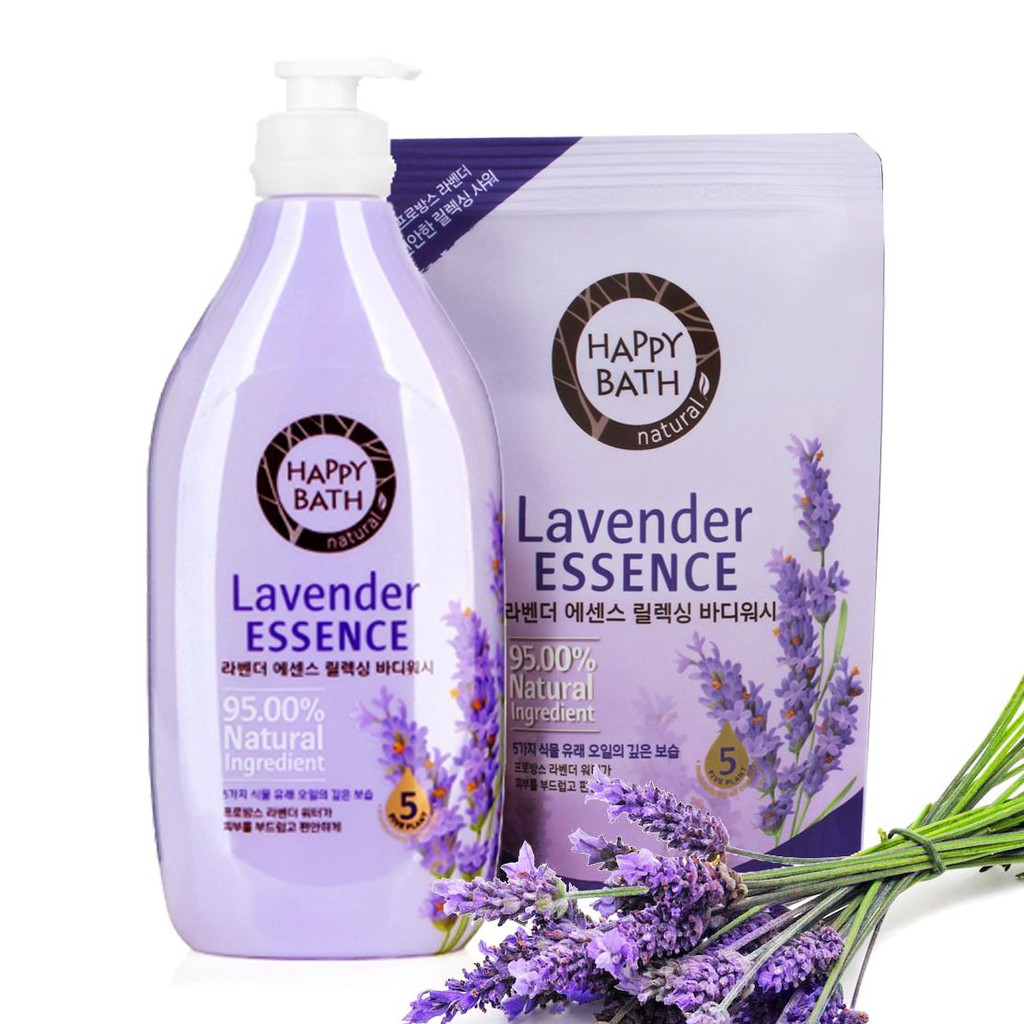 Bộ tắm Happy Bath Lavender 500ml + 250ml - Tím (Hàng chính hãng)
