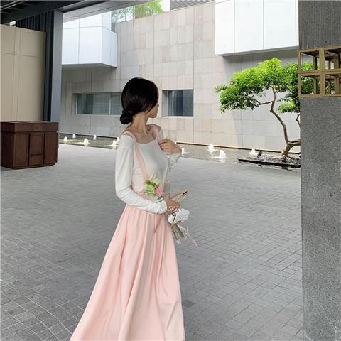 Set Áo Thun Ngắn Tay + Chân Váy Yếm Thời Trang Nữ Tính