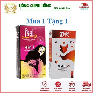 [Mua 1 Tặng 1] Bao cao su Feel 4in1 gai gân kéo dài thời gian quan hệ HỘP 12 Bao Kéo Dài Thời Gian- Tặng 1 Hộp 12 BCS DK