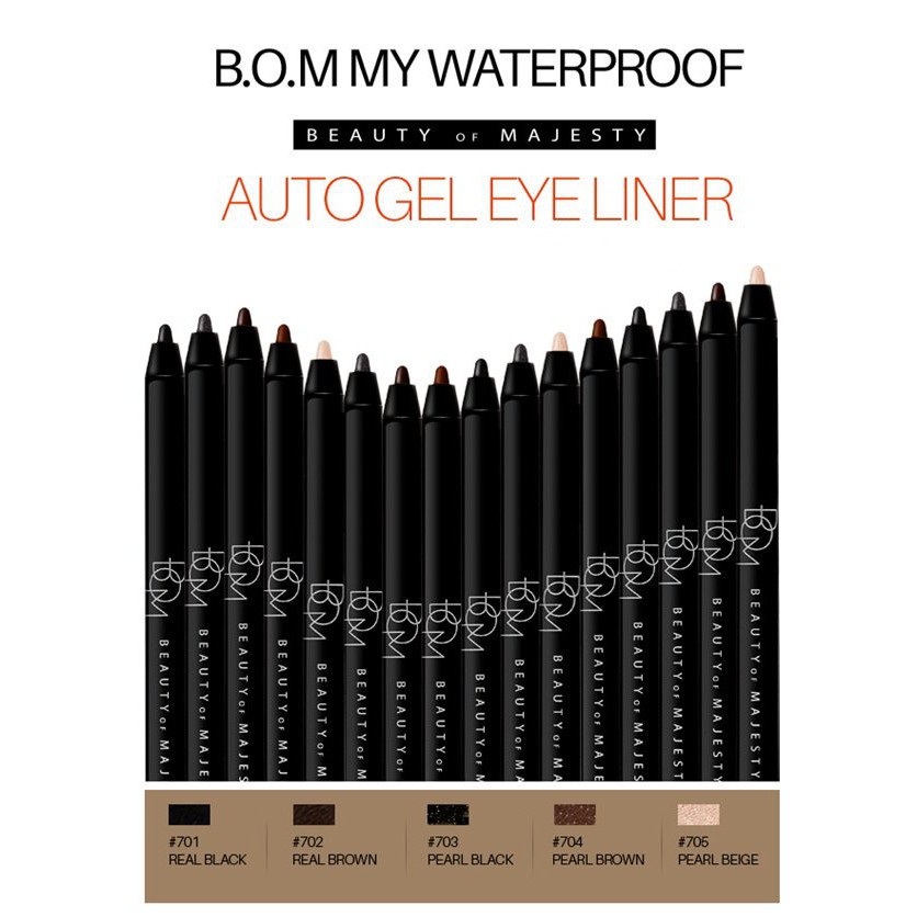 Chì Màu Mắt BOM My Warterproof Gel Eyeliner Pencil 0.7g - 701 Real Black