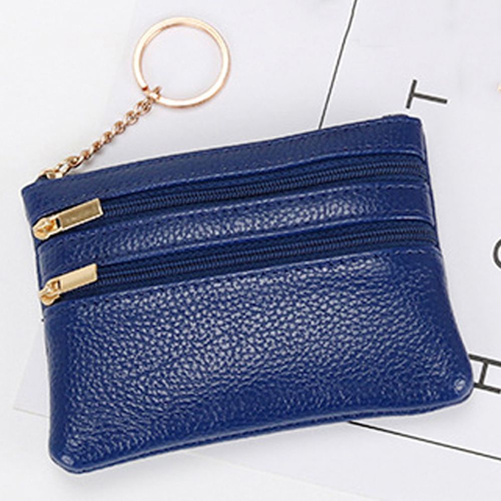 Ví Da Pu Ngắn Đựng Thẻ Id Có Khóa Kéo Đôi Nhiều Màu Cho Nam Nữ