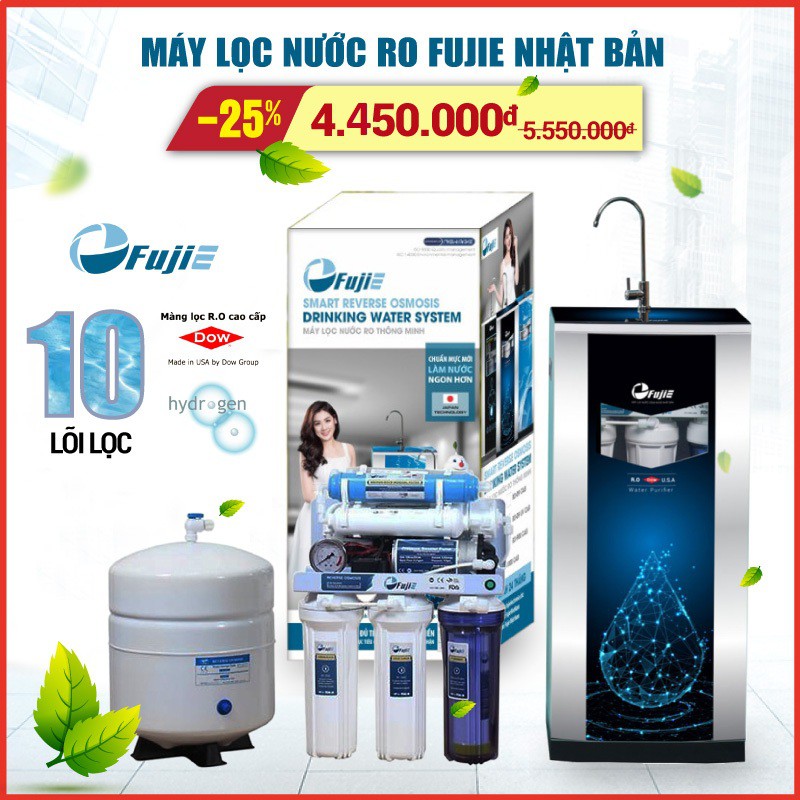 Máy lọc nước RO FUJIE RO-1000 CAB HYDROGEN (10 cấp lọc - Bao gồm tủ cường lực)