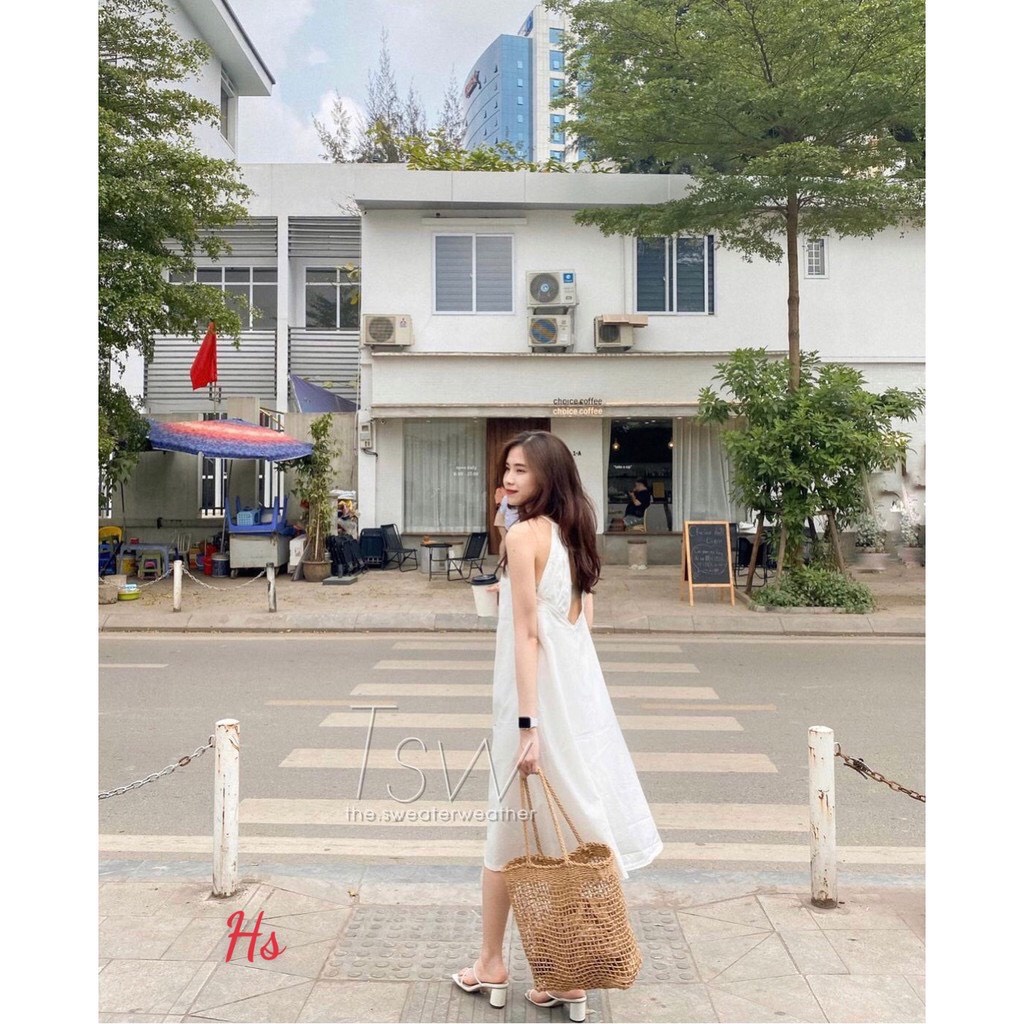 Đầm Yếm, Đầm Yếm 3 Lỗ Khoét Lưng Ngực Bèo 2 Màu Dáng Rộng | BigBuy360 - bigbuy360.vn