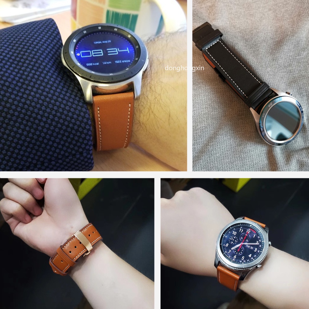Dây Da Thay Thế 20mm 22mm Cho Samsung Galaxy Watch 4 Classic/Active 2/3/42mm/46mm Huawei GT/2/3 Pro Galaxy Watch 4
